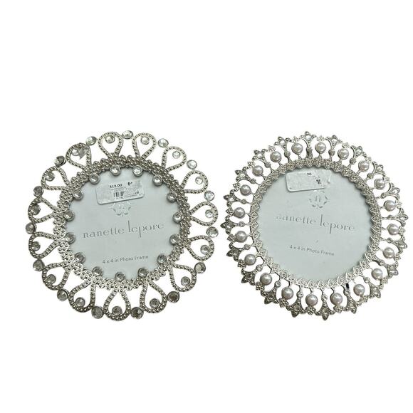 Nanette Lepore Bling ornate pearl embellished 2 4x4 photo frames - Picture 1 of 3